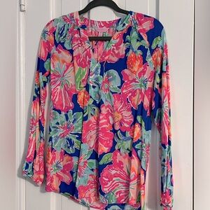 Lilly Pulitzer MARTINIQUE Top x-Small Beckon Blue Jungle Utopia print
